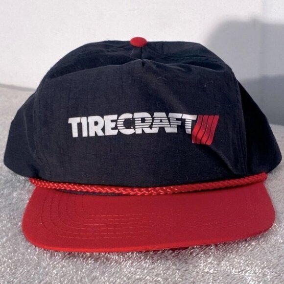 Vintage Red Black Tirecraft Snap Back Trucker Hat - Picture 1 of 8